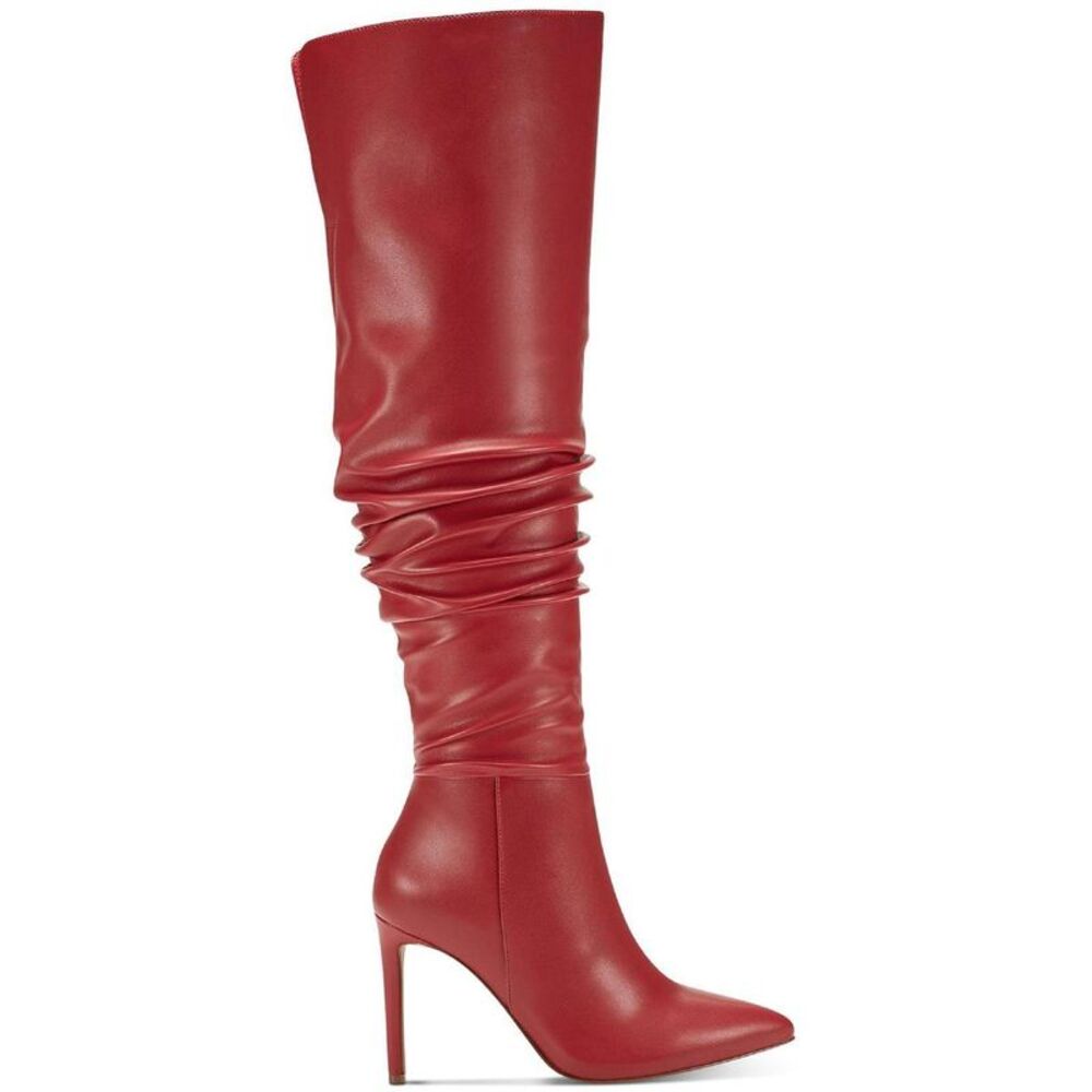 INC Womens Iyonna Red Faux Leather Slouchy Tall Over-The-Knee Boots Shoes New - Picture 2 of 3